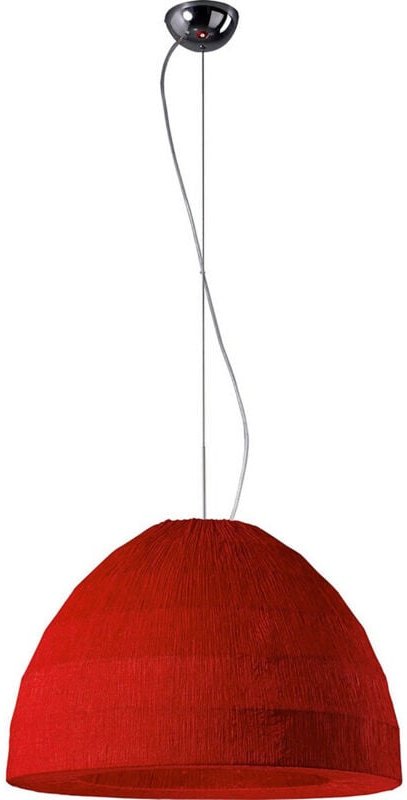 Inspired Domo Pendelleuchte mit 3 Leuchten, E27, poliertes Chrom/roter Stoffschirm