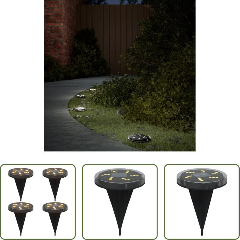 Gartenbeleuchtung - Solar-Bodenleuchten mit Erdspieß 4 Stk. Warmweiß