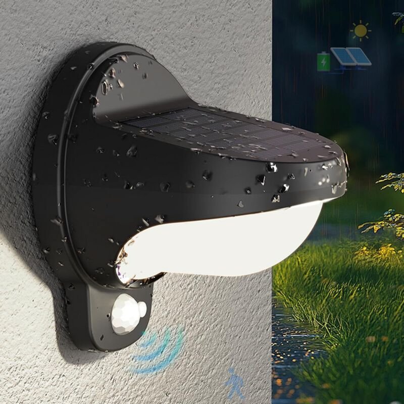 LED Solar Wandlampe mit Bewegungsmelder Wandleuchte Aussen IP65 Wasserdichte Wandbeleuchtung Moderne Dekorative Wandleuc...