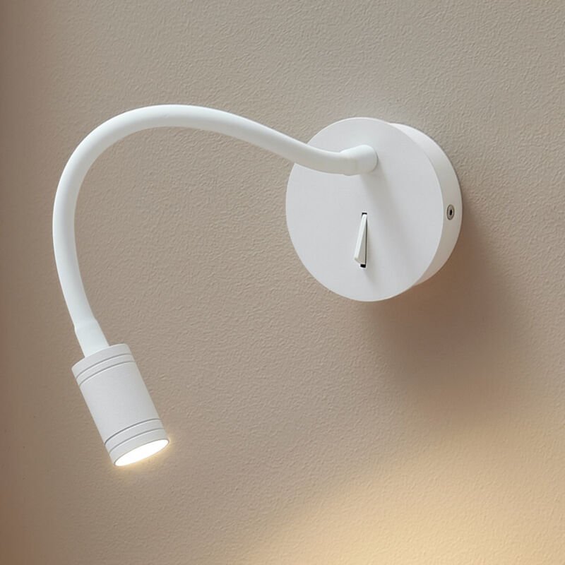 Flexible weiße Wandleseleuchte mit Schalter - Aski