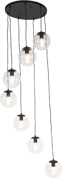 Art Deco Hängelampe schwarz 7-Licht - Pallon