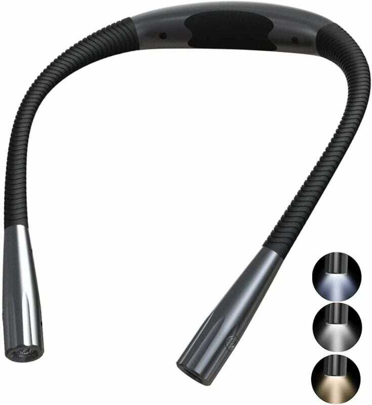 Wiederaufladbare Nackenleselampe, LED-Leselampe, flexible Buchlampe, 3 Farben, klappbare Arme, ideal zum Stricken und Le...