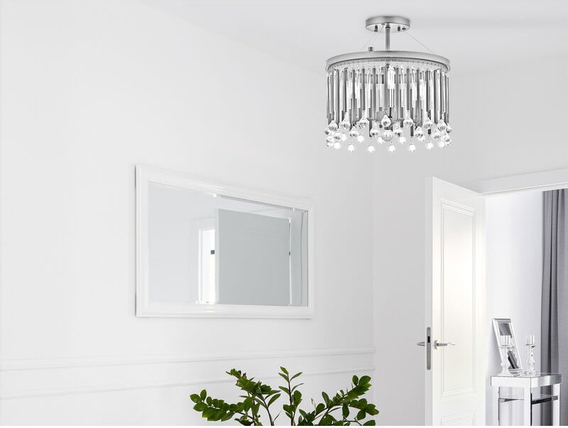 Thumbnail - Elegante led Deckenleuchte 3-flammig mit filigranem Kristall Glas Chrom, ø 38cm