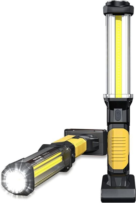 Wiederaufladbare LED-Arbeitsleuchte COB Inspektionslampe mit Magnetfuß, extrem leistungsstark für Autowerkstatt, Garage,...