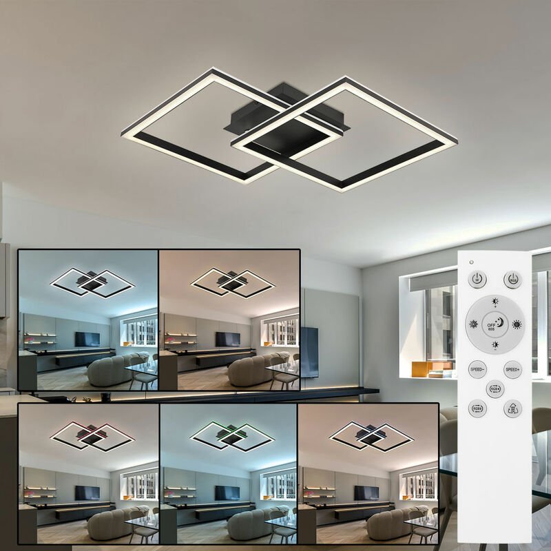 Thumbnail - Etc-shop - led Deckenlampe Schlafzimmerleuchte Wohnzimmerlampe Designleuchte, Dimmbar rgb Fernbedienung Timer, 40W 2500l...