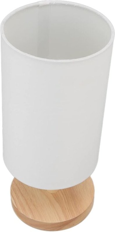 Nachttischlampe Holzsockel Nachttischlampe mit Stofflampenschirm für Schlafzimmer EU-Stecker 110‑240 v Weiße Nachttischl...