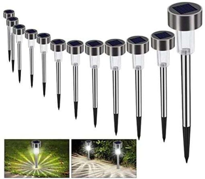Bawoo 12 Stück Solar-Gartenleuchten, Bodenlampe für den Außenbereich, wasserdicht, kabellos, LED-Dekoration, Solarbeleuc...