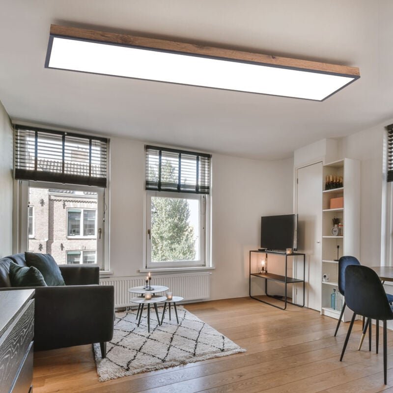 Globo - Holzlampe Esszimmer Lampen Holzoptik led Deckenleuchte rechteckig, mdf opal graphit modern, 1x led 36W 2250Lm 30...