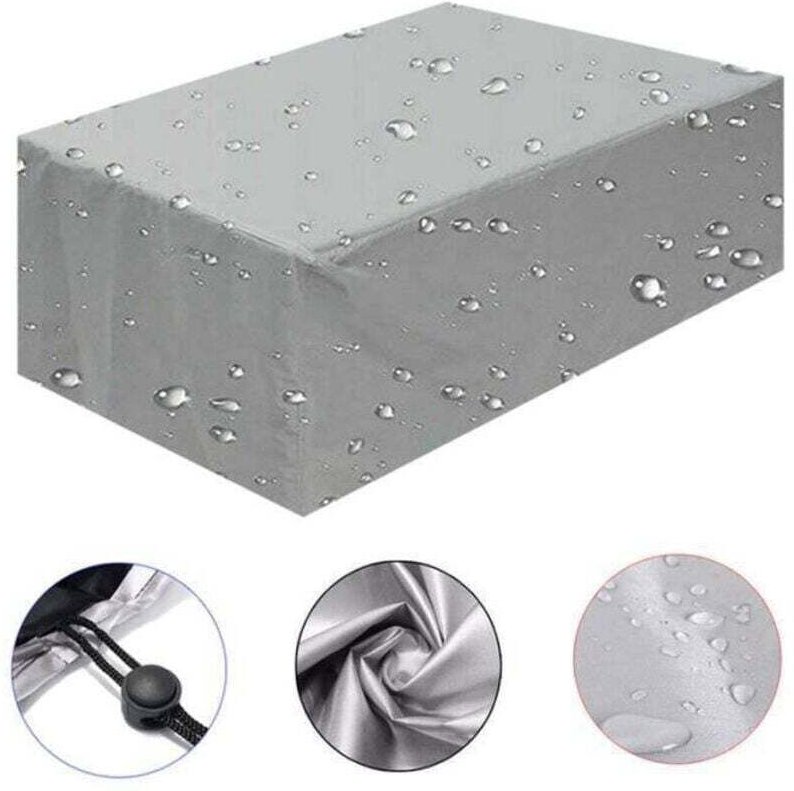 Gartenmöbelabdeckung 180x100x75cm 420D Oxford Silber Rechteckige Gartentischabdeckung Schutzplane für Gartenmöbel im Fre...