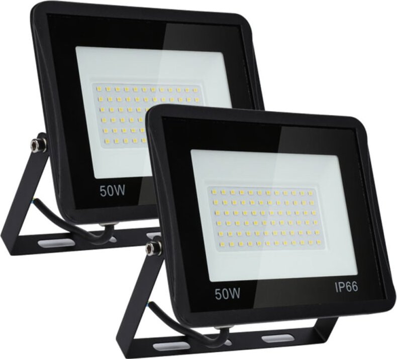 SWANEW LED Fluter Flutlicht Strahler Baustrahler Außenlampe IP65 Gartenstrahler Scheinwerfer 2X50W Kaltweiß