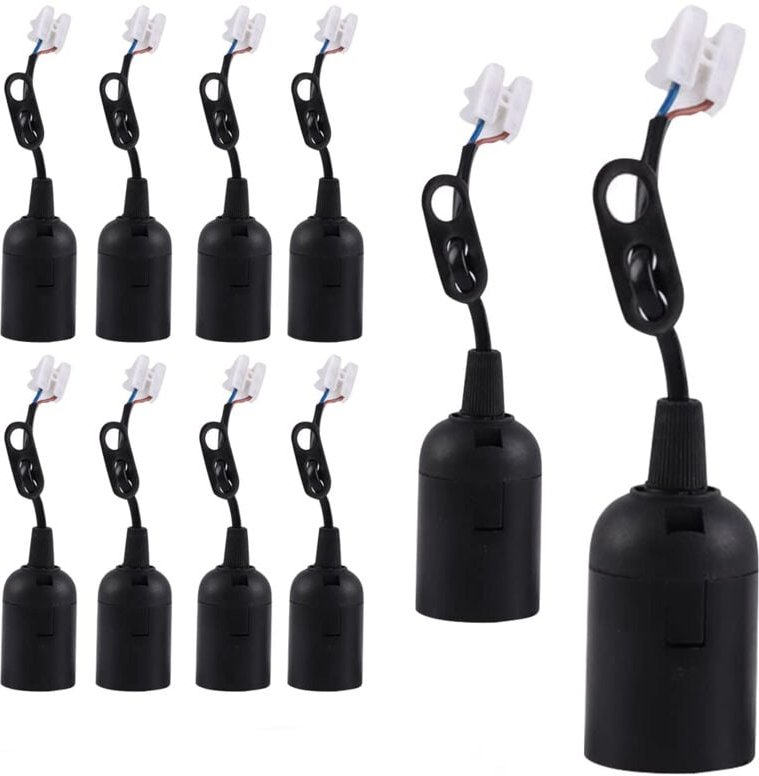 Shining House - 10 E27-Fassungen, Lampenfassung, 250 v, E27-Fassung mit Kabel, für Büro, Küche, Baustelle, Lampenfassung