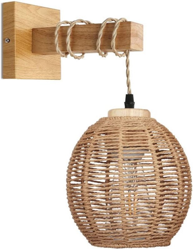 Innen-Vintage-Laternen-Wandlampe, Hanfseil und Metall-Wandleuchte E26/E27 für Innenbeleuchtung, Nachttisch, Wohnzimmer, ...