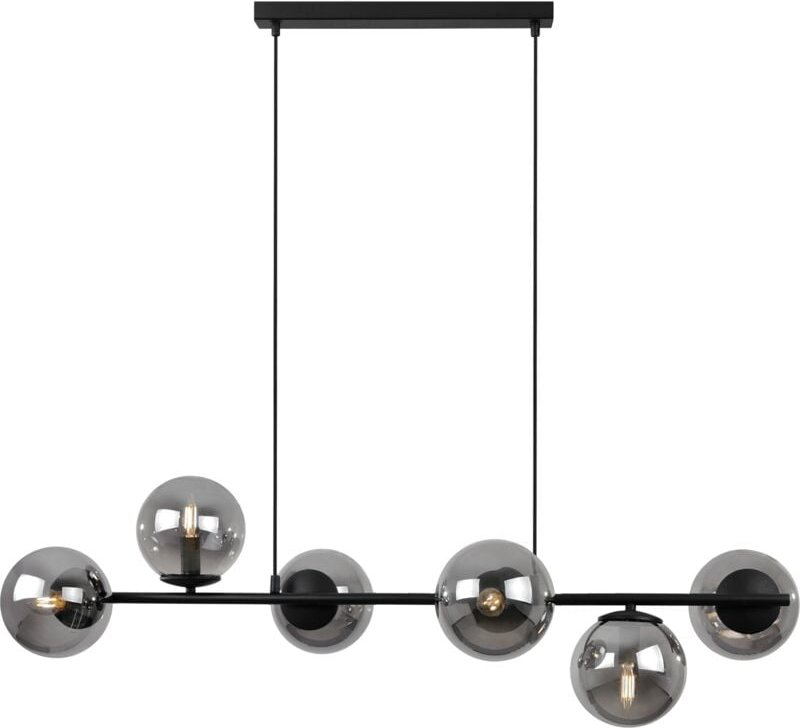 Siena Schwarze Hängelampe 6 Flache Graphit-Lampenschirme E14