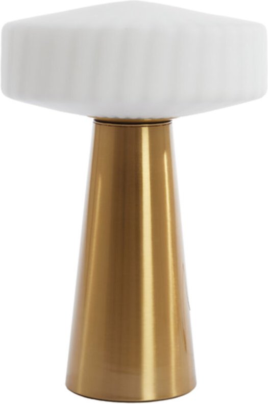 Tischlampe - Pleat - gold weiß - glas - - Light&living