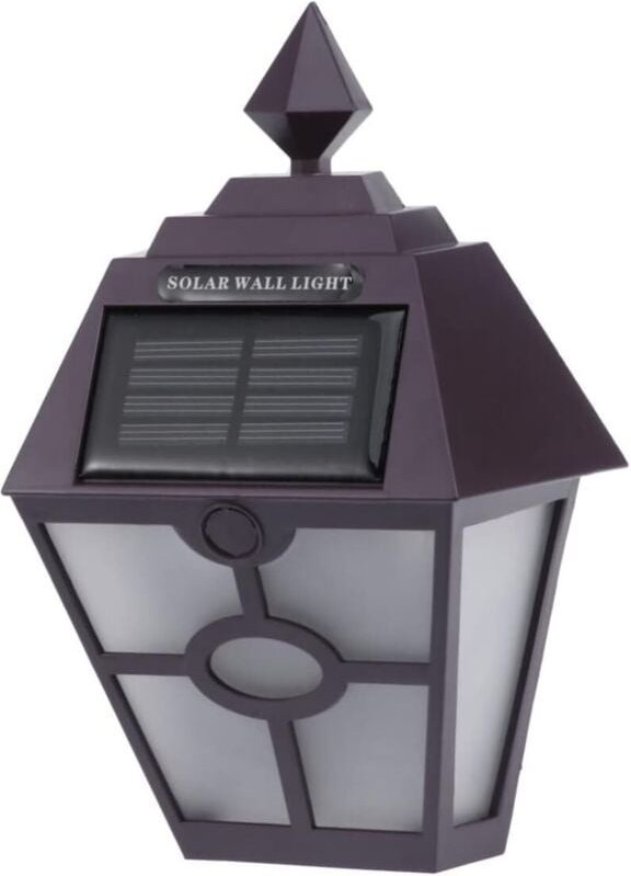Set mit 2 sechseckigen LED-Solar-Wandleuchten im Retro-Stil für den Außenbereich, helle LED-Sicherheitsbeleuchtung, brau...