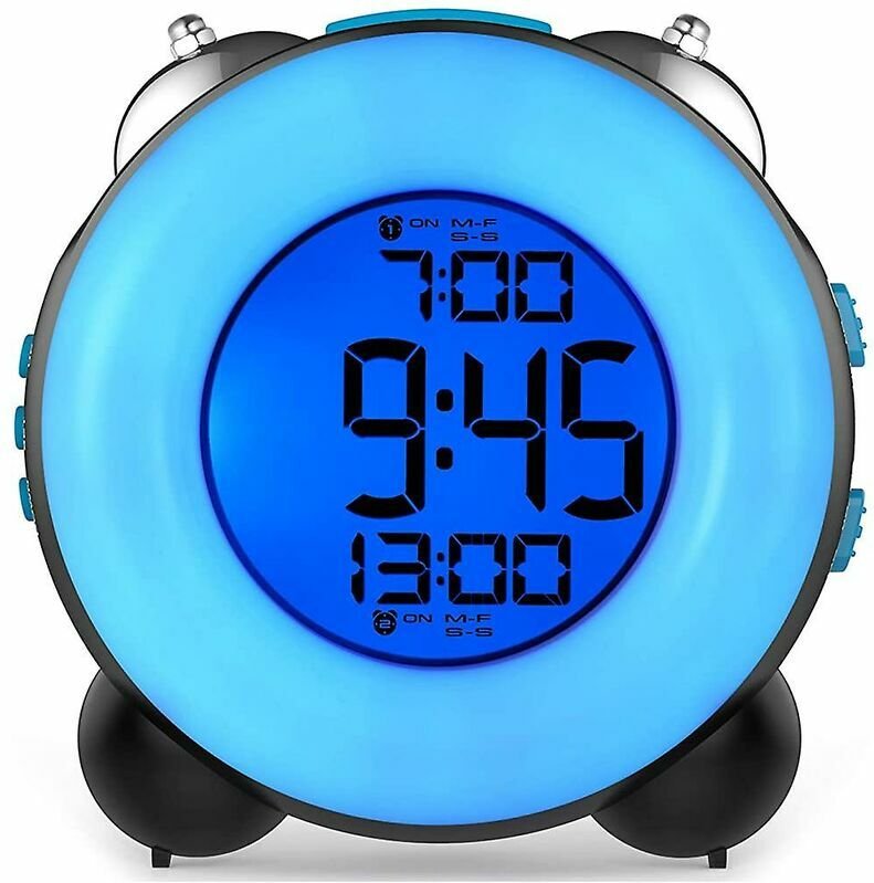 Mumu - Lauter Wecker für schwere Schläfer mit optionalem Alarm duale Weckeinstellungen Snooze-Funktion (voll blau) 1Stk