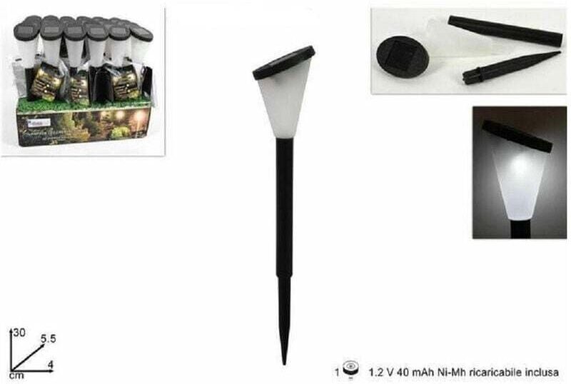 Vtizikl Lampada Luce Ricarica Solare Giardino Esterni Led Torcia 30cm Luce Calda Fredda - -Bianco Freddo -