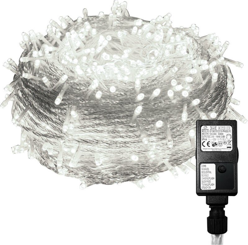 Randaco 10M 100 LED Lichterkette Kaltweiß 8 Lichtmodi Lichterketten Party Garten Innen Deko Weihnachtsbeleuchtung