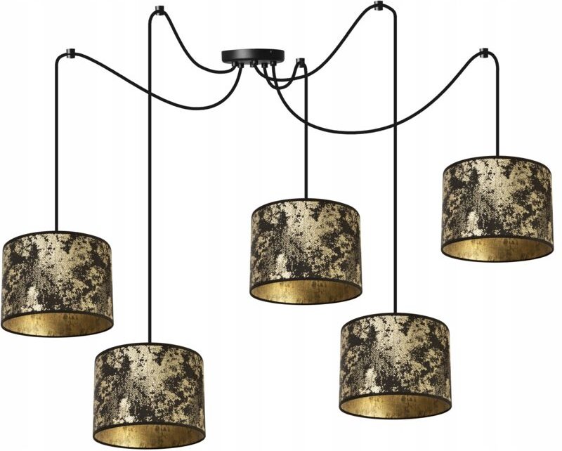 Decken-Hängelampe, Lampenschirm mit Spinnenmuster, Gold