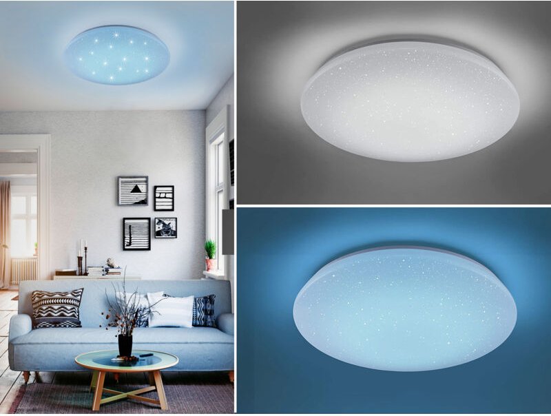 Thumbnail - Moderne RGB-LED-Deckenleuchte Sternenhimmel-Effekt Charly White Ø50 cm Trio Lighting