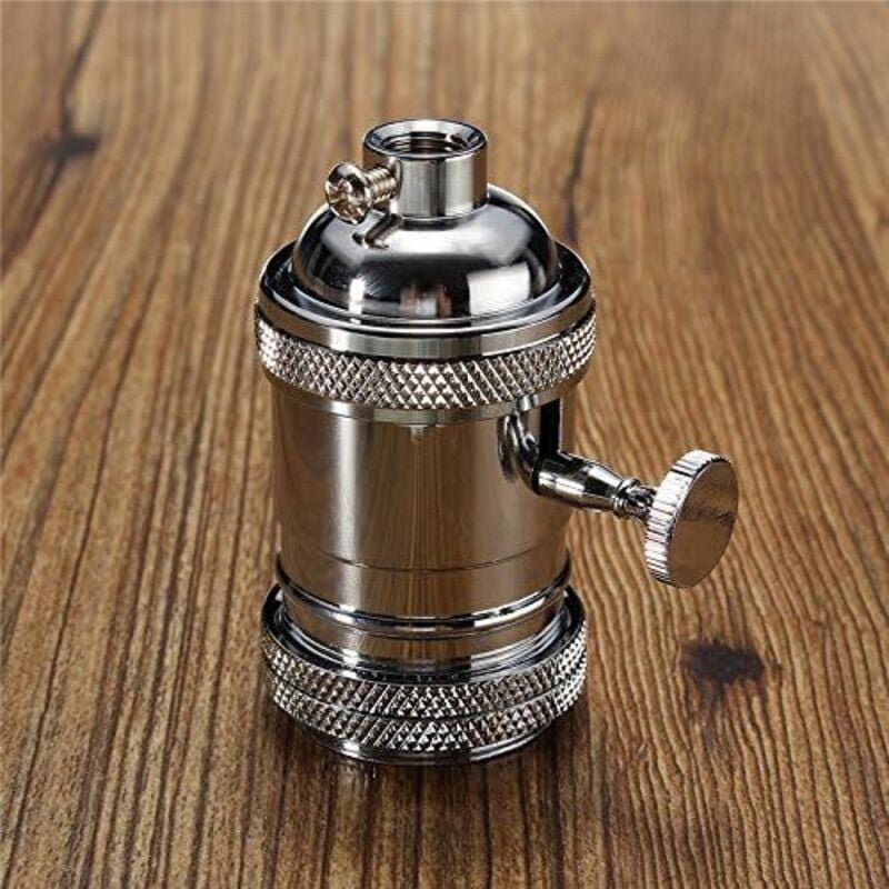 E26/E27 Retro-Vintage-Edison-Industrie-Glühbirnenfassung mit Schalter – Chrom