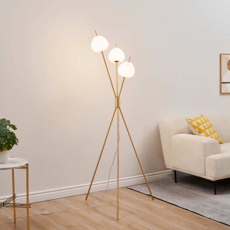 Moderne goldene Dreibein-Stehleuchte mit integrierter LED 157 cm - Olanta