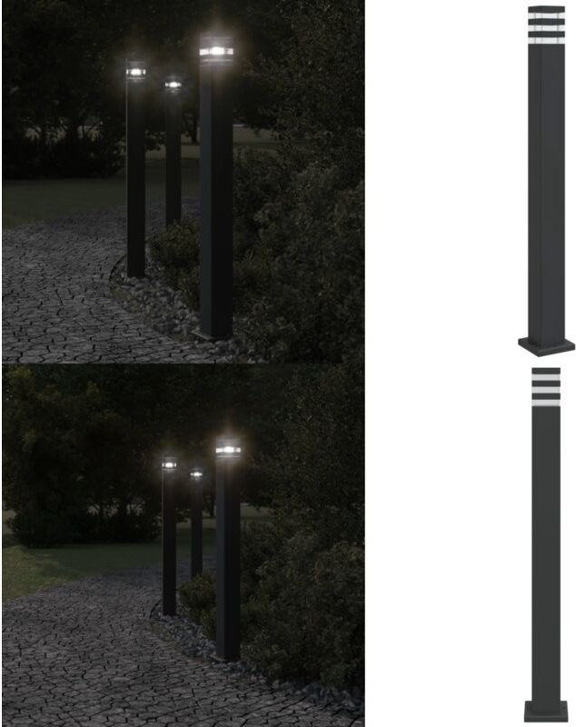 Wegeleuchte Schwarz 110 cm Aluminium - Außenleuchte - Gartenlampe - LED-Lampe - Edelstahl Lampe - Gartenbeleuchtung - Ho...
