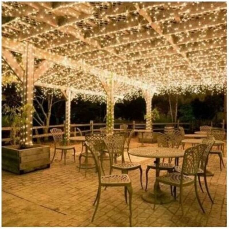 100M 600 LED Lichterkette Karneval Hochzeit Außen Garten Innen Beleuchtung (Warmweiß)--TRIMEC