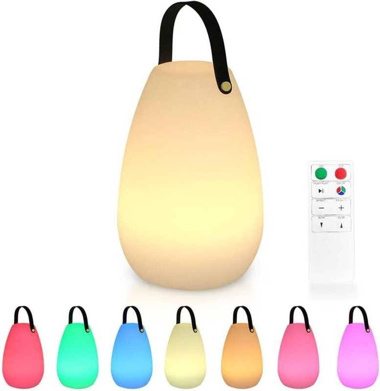 Thumbnail - Große, wiederaufladbare Outdoor-Tischleuchte mit Fernbedienung – wasserdicht, kabellos, wiederaufladbar, dimmbar