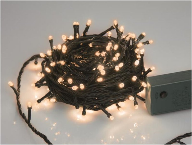 Sparkle Light LED - 12 m - 160 weiße Arizona-Lampen - grünes Kabel - Dimmer