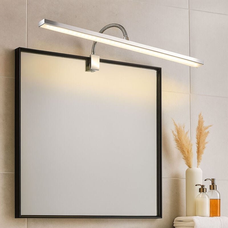 LED Wandlampe Wandleuchte Badezimmerlampe Dimmer Spiegelleuchte, Metall chrom, 7W 600Lm warmweiß, neutralweiß, L 60 cm