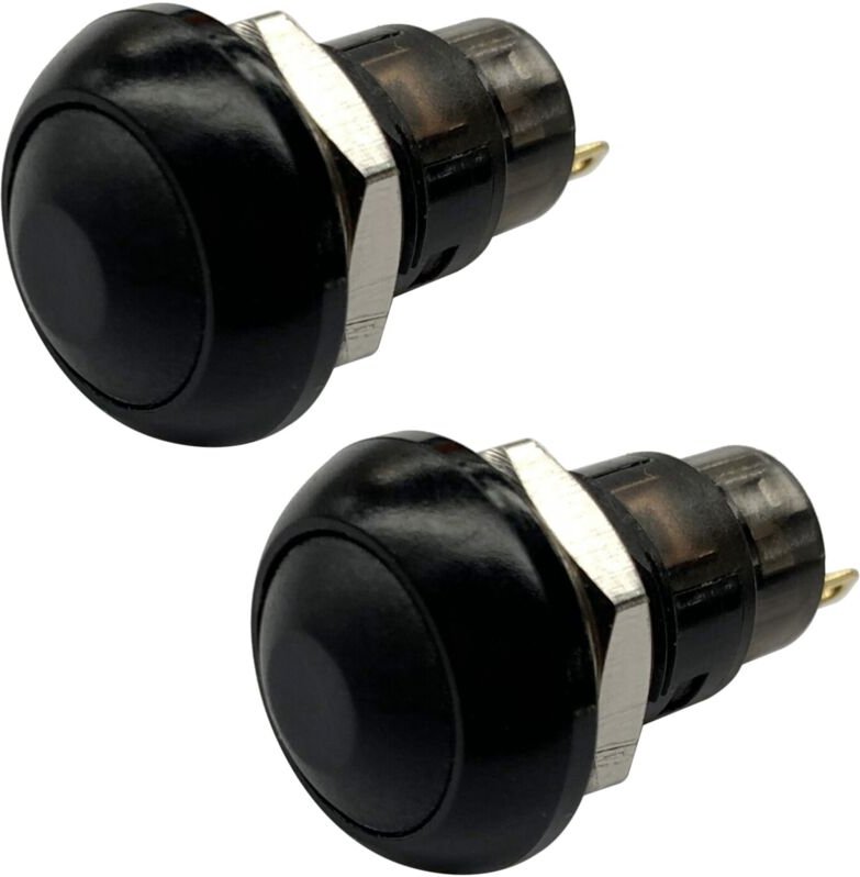 2X Ein-Aus-Verriegelung Wasserdichter 12-mm-Druckschalter SPST 2A IP67, Schwarz
