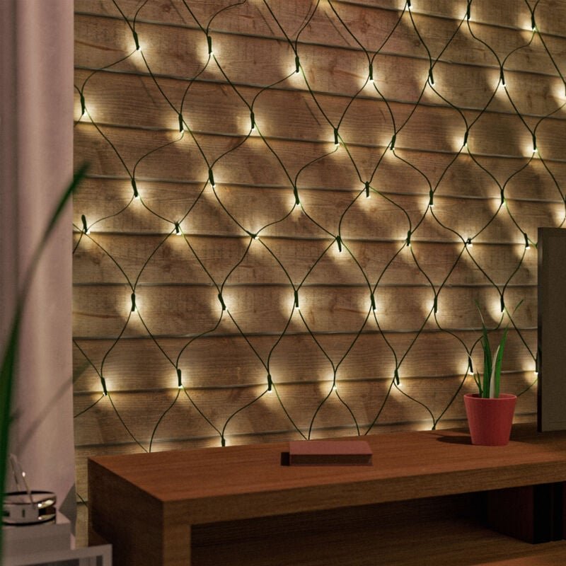100er LED-Lichternetz warmweiß Batterie-MLK081W-Neu