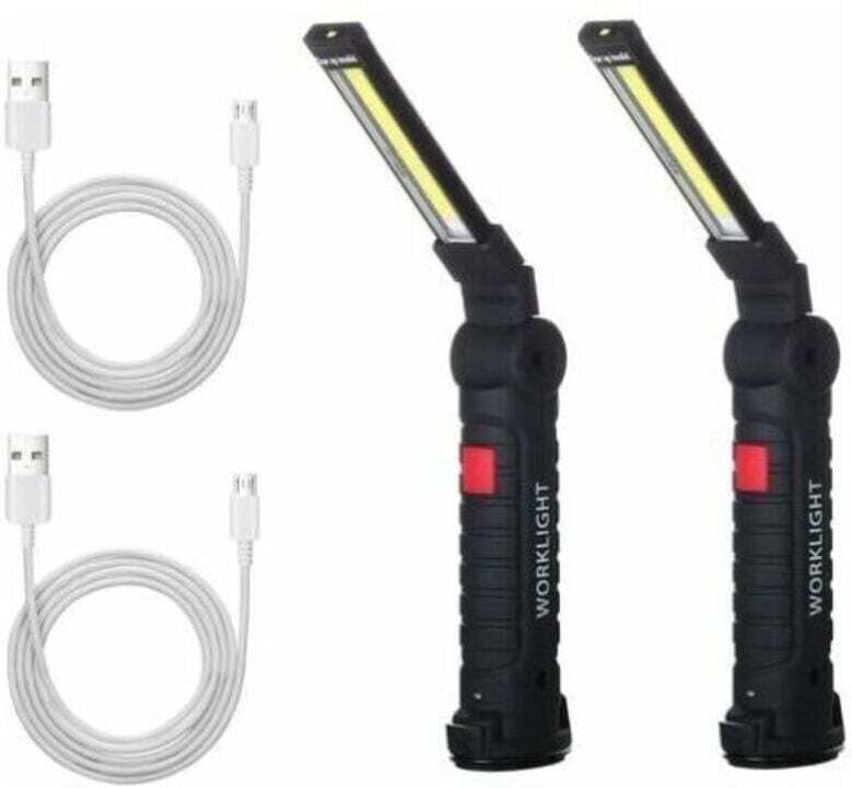 2 x wiederaufladbare LED COB Arbeitsleuchte, Werkstattleuchte, Taschenlampe, LED-Arbeitsleuchte mit Magnetfuß, Inspektio...
