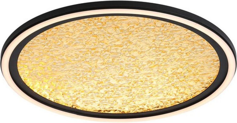 Searchlight Luna LED-Deckenleuchte, Sandschwarzes Metall & Goldfarbener Kunststoffdiffusor