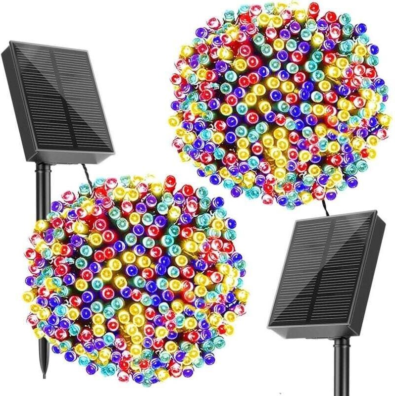 2 Solar-Lichterketten für den Außenbereich, 20 m lange Lichterkette mit 200 LEDs, wasserdicht, 8 Modi, Solar-LED-Lichter...