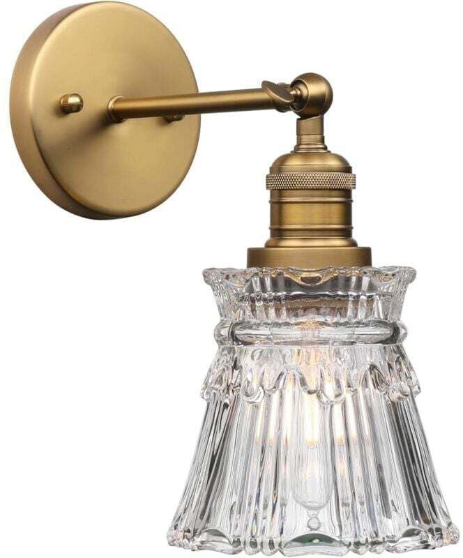 Ulisem Vintage Industrielle Wandleuchte E27 Innenbeleuchtung Blütenblatt Streifen Glasschirm Wandlampe