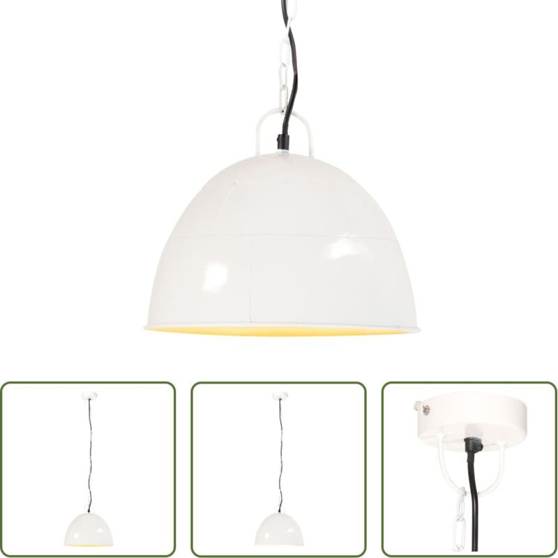Hängelampe Weiß - Hängelampe Vintage Industriestil 25 W Weiß Rund 31 cm E27