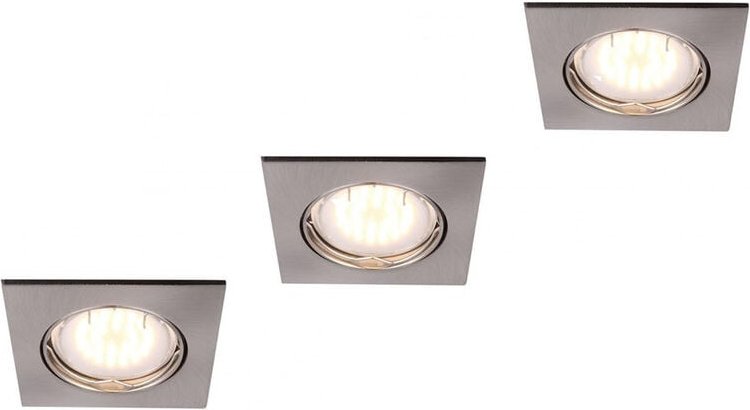 3er Set eckige Einbauleuchten pittsburgh mit GU10 led, Breite 8cm