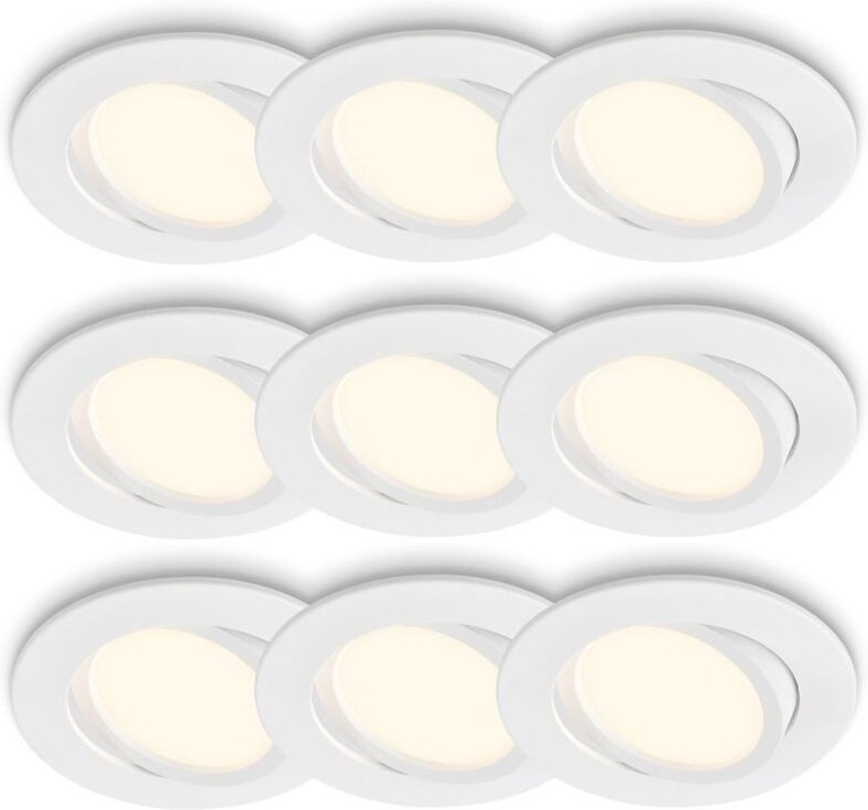 Briloner PIWO 3x3er Set LED Einbauleuchten, Schwenkbar, Weiß, Ø8 x 2,2 cm