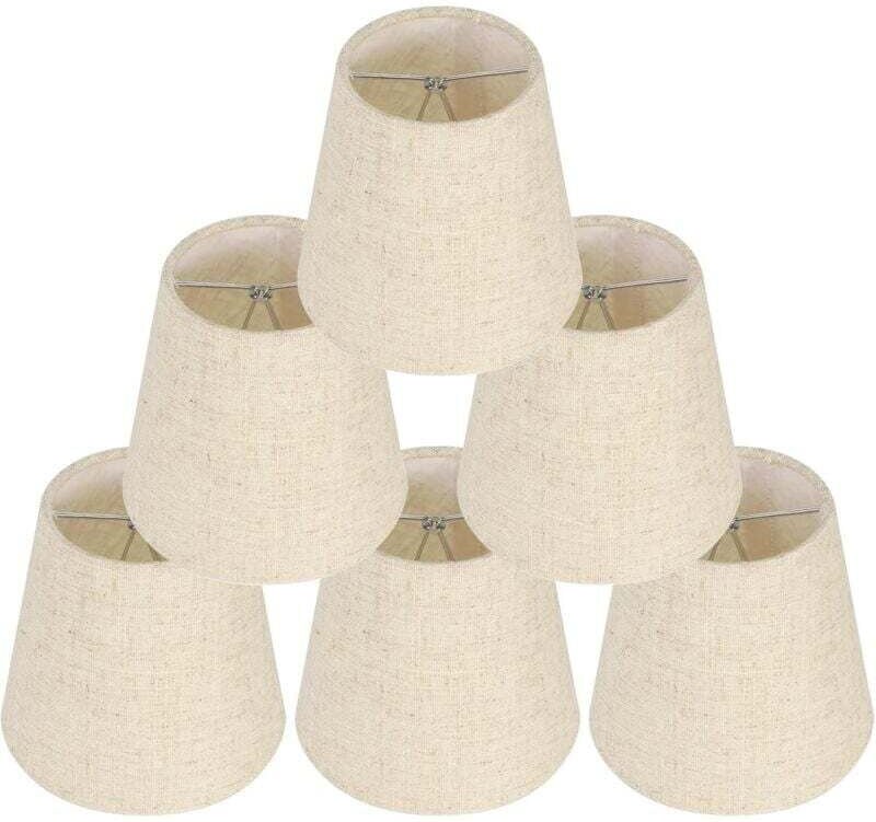 Ulisem6pcs Tischlampenschirm, Lampenschirmclip, Lampenschirm, Ersatz-Lampenschirm aus Leinen