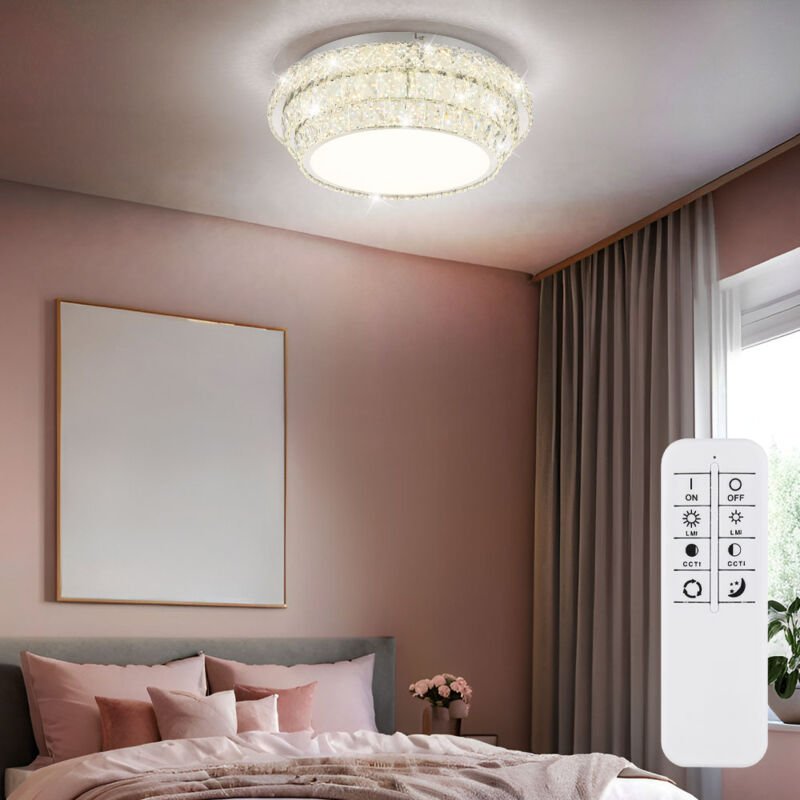 Thumbnail - Globo - Deckenleuchte Deckenlampe Esszimmerlampe Dimmer Fernbedienung Kristalle led 50cm