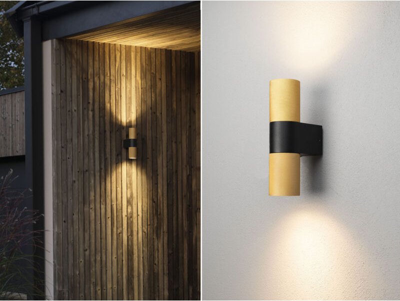 Konstsmide - Up and Down Außenwandleuchte temi Aluminium Schwarz-Gold, Höhe 23,5cm