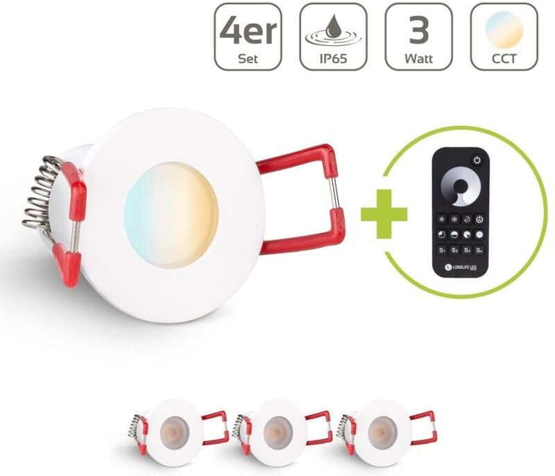Einbaustrahler Mini Livorno 3W CCT 2700K-6500K IP65 - Farbe: weiß - Anzahl: 4x