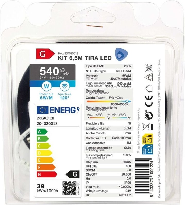 Kit 6,5M LED-Streifen 6W/M IP20 6000K-6500K vorbereitet