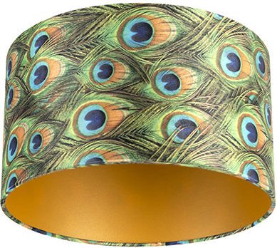Velour Lampenschirm Pfau Design 35/35/20 mit goldenem Interieur