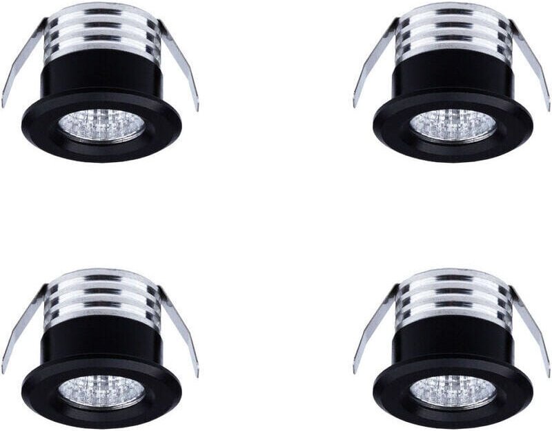 Lot de 4 mini spots led encastrables, 3 w, Lumière neutre noir - ZVD