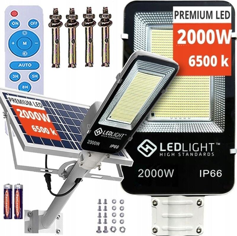 Leistungsstarke Led Solarlampe 2000w Gartenstrassenlampe Dämmerungssensor