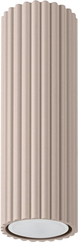 Moderner Deckenspot, taupe, rund, gewellt, Röhre, 20 cm, 1xGU10 10W, KARBON, Sollux Lighting