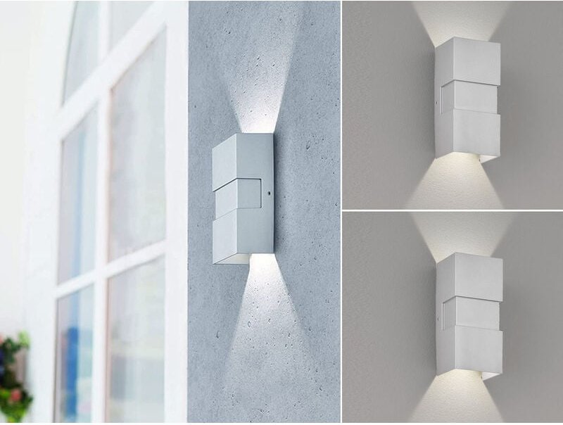 Fischer&honsel - led Außenwandleuchte 2er set Silber mit Up and Down Licht - 7x15cm
